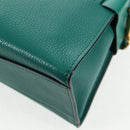 Miu Miu Matelasse Hand Bag Leather 2way Green Gold Auth 143983M-21