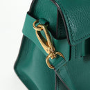 Miu Miu Matelasse Hand Bag Leather 2way Green Gold Auth 143983M-23
