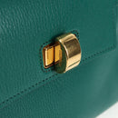 Miu Miu Matelasse Hand Bag Leather 2way Green Gold Auth 143983M-24