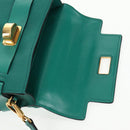 Miu Miu Matelasse Hand Bag Leather 2way Green Gold Auth 143983M-25