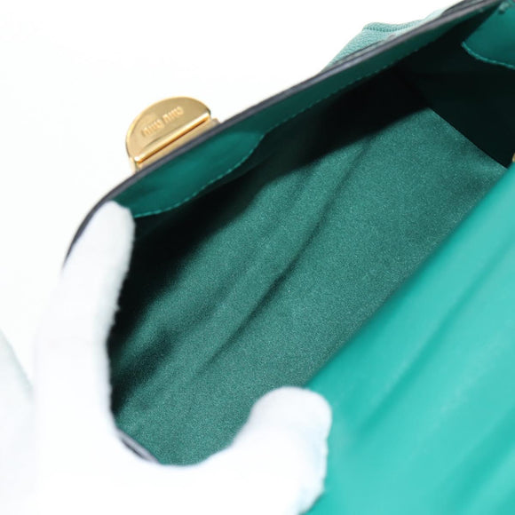 Miu Miu Matelasse Hand Bag Leather 2way Green Gold Auth 143983M