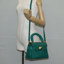 Miu Miu Matelasse Hand Bag Leather 2way Green Gold Auth 143983M-30