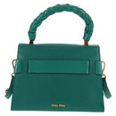 Miu Miu Matelasse Hand Bag Leather 2way Green Gold Auth 143983M-3