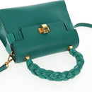 Miu Miu Matelasse Hand Bag Leather 2way Green Gold Auth 143983M-15