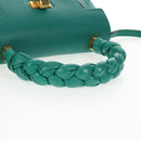 Miu Miu Matelasse Hand Bag Leather 2way Green Gold Auth 143983M-7