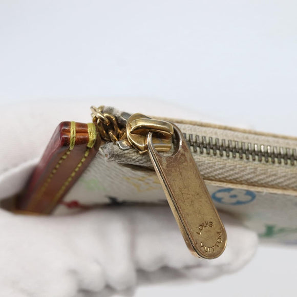 LOUIS VUITTON Multicolor Pochette Cles Coin Purse White M92655 LV Auth 143993