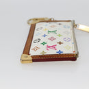 LOUIS VUITTON Multicolor Pochette Cles Coin Purse White M92655 LV Auth 143993-3