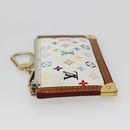 LOUIS VUITTON Multicolor Pochette Cles Coin Purse White M92655 LV Auth 143993-4