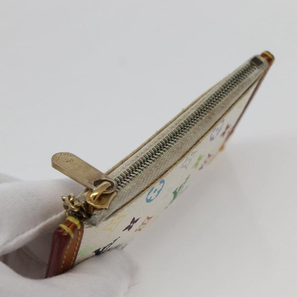 LOUIS VUITTON Multicolor Pochette Cles Coin Purse White M92655 LV Auth 143993