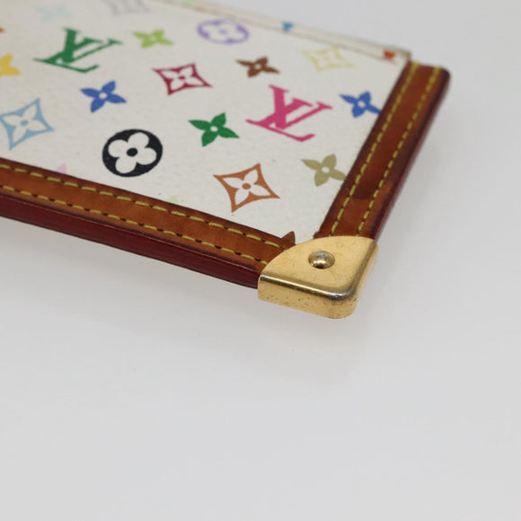 LOUIS VUITTON Multicolor Pochette Cles Coin Purse White M92655 LV Auth 143993