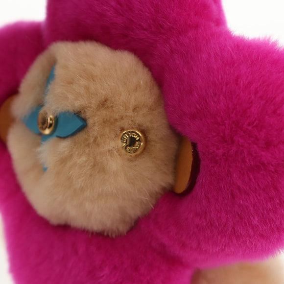 LOUIS VUITTON Vivienne Vison Bag Charm Fur Beige Pink M00870 LV Auth 144000SM