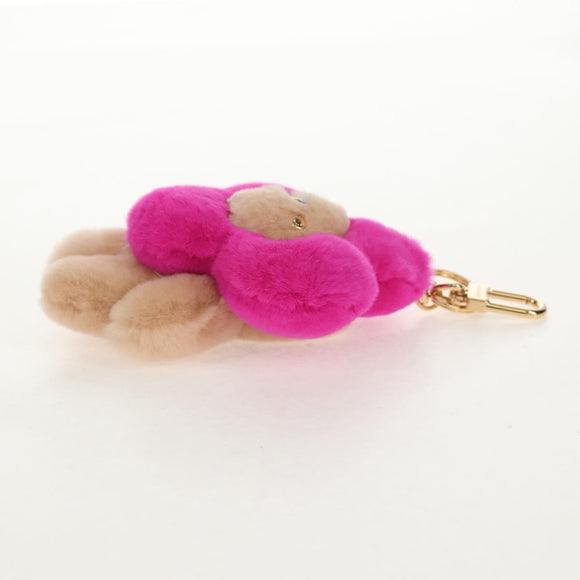LOUIS VUITTON Vivienne Vison Bag Charm Fur Beige Pink M00870 LV Auth 144000SM