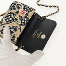 CHANEL Matelasse Chain Shoulder Bag Nylon Brown Gold CC Auth 144002AM-16