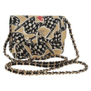 CHANEL Matelasse Chain Shoulder Bag Nylon Brown Gold CC Auth 144002M-1