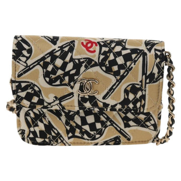 CHANEL Matelasse Chain Shoulder Bag Nylon Brown Gold CC Auth 144002AM - 0