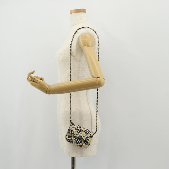 CHANEL Matelasse Chain Shoulder Bag Nylon Brown Gold CC Auth 144002AM