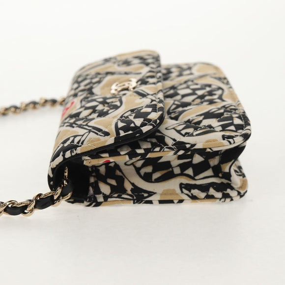 CHANEL Matelasse Chain Shoulder Bag Nylon Brown Gold CC Auth 144002AM