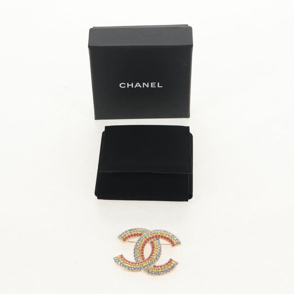CHANEL COCO Mark Brooch metal Multicolor CC Auth 144003SM