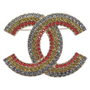 CHANEL COCO Mark Brooch metal Multicolor CC Auth 144003SM-13