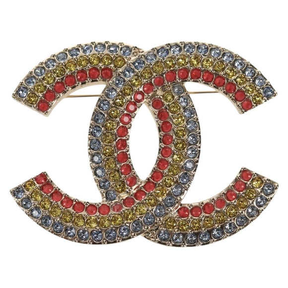 CHANEL COCO Mark Brooch metal Multicolor CC Auth 144003SM