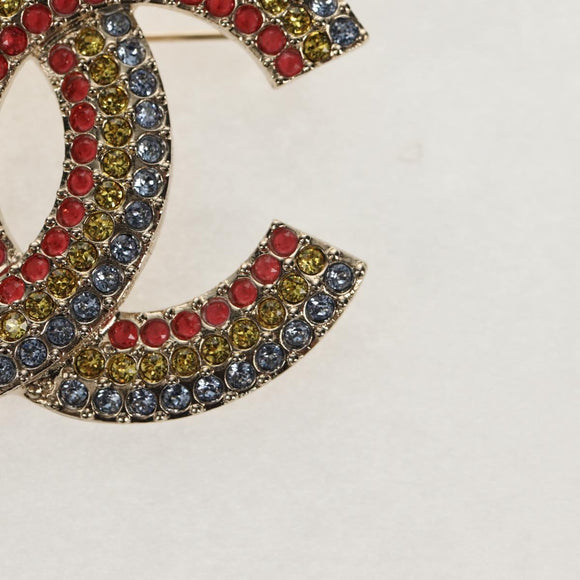 CHANEL COCO Mark Brooch metal Multicolor CC Auth 144003SM