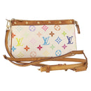 LOUIS VUITTON Multicolor Pochette Accessoires Pouch White M92649 LV Auth 144020-1