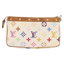 LOUIS VUITTON Multicolor Pochette Accessoires Pouch White M92649 LV Auth 144020-3
