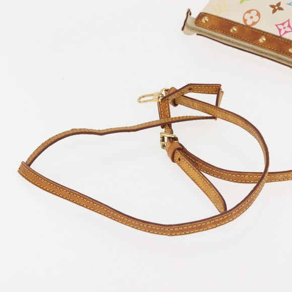 LOUIS VUITTON Multicolor Pochette Accessoires Pouch White M92649 LV Auth 144020