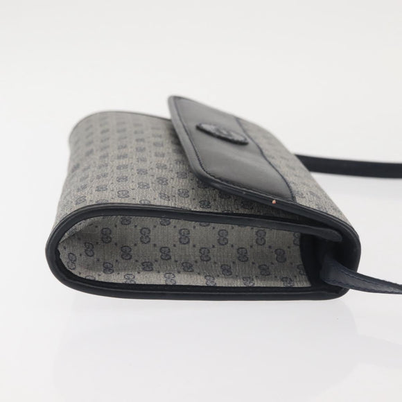 GUCCI Micro GG Supreme Shoulder Bag PVC Navy Gold 004 89 1041 Auth 144072