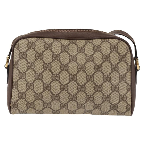 GUCCI GG Supreme Shoulder Bag PVC Beige Silver 001 58 6594 Auth 144076