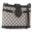 GUCCI GG Supreme Horsebit Shoulder Bag PVC Navy Gold 23 01 3373 Auth 144078-1