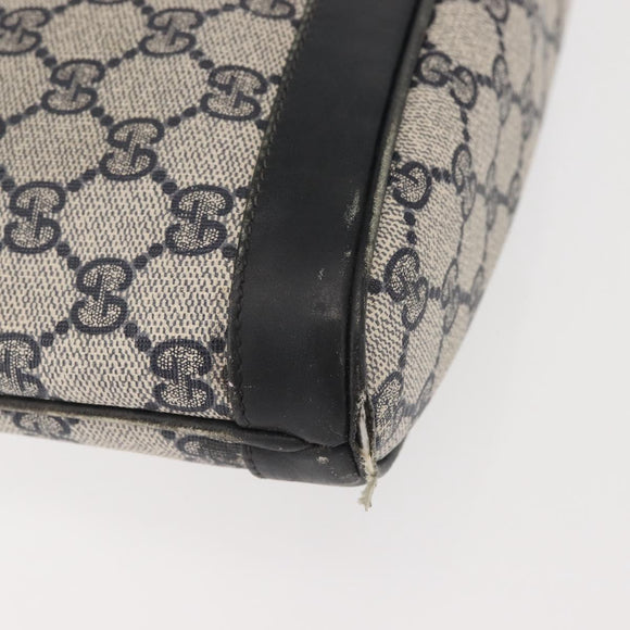 GUCCI GG Supreme Horsebit Shoulder Bag PVC Navy Gold 23 01 3373 Auth 144078
