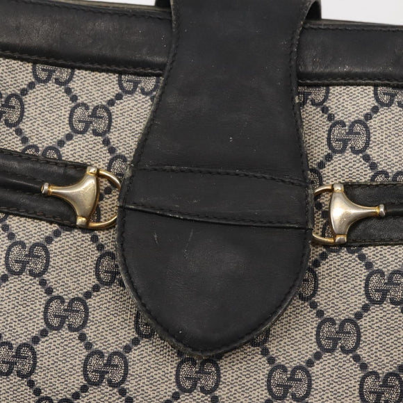 GUCCI GG Supreme Horsebit Shoulder Bag PVC Navy Gold 23 01 3373 Auth 144078