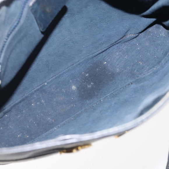 GUCCI GG Supreme Horsebit Shoulder Bag PVC Navy Gold 23 01 3373 Auth 144078