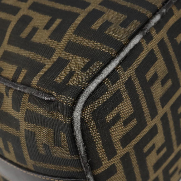 FENDI Zucca Canvas Vanity Bag Black Brown gold Auth 144081