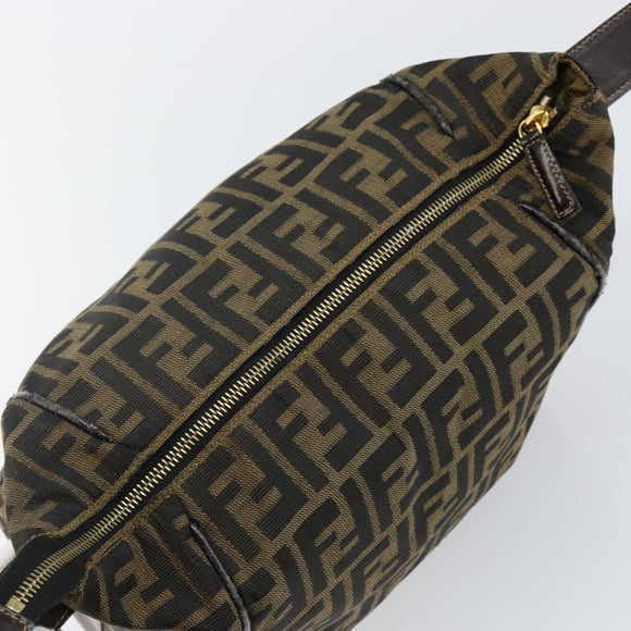 FENDI Zucca Canvas Vanity Bag Black Brown gold Auth 144081