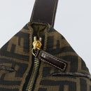 FENDI Zucca Canvas Vanity Bag Black Brown gold Auth 144081-15