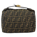 FENDI Zucca Canvas Vanity Bag Black Brown gold Auth 144081-3