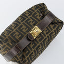 FENDI Zucca Canvas Vanity Bag Black Brown gold Auth 144081-6