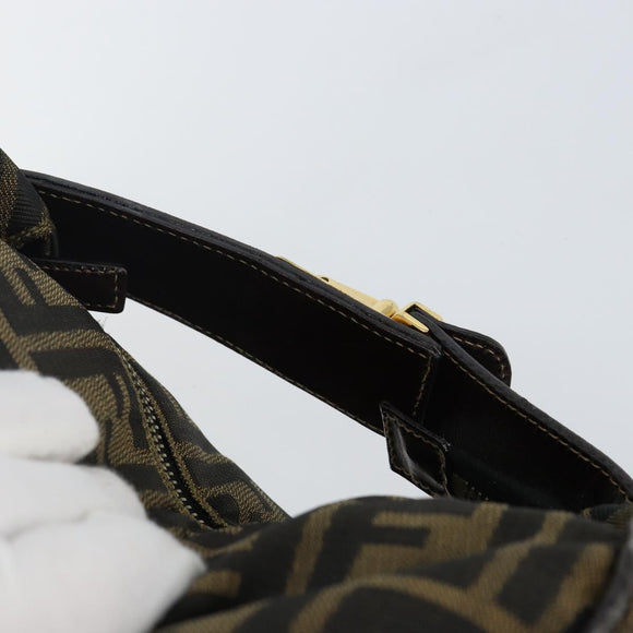 FENDI Zucca Canvas Vanity Bag Black Brown gold Auth 144081