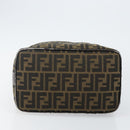 FENDI Zucca Canvas Vanity Bag Black Brown gold Auth 144081-8