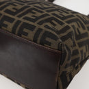 FENDI Zucca Canvas Hand Bag Brown Black Silver Auth 144082-9