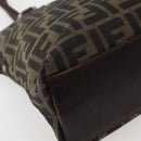 FENDI Zucca Canvas Hand Bag Brown Black Silver Auth 144082-14