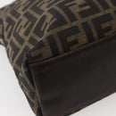FENDI Zucca Canvas Hand Bag Brown Black Silver Auth 144082-16