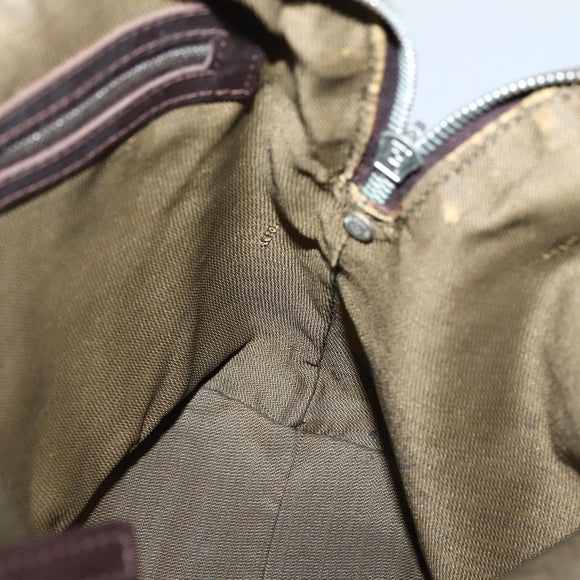 FENDI Zucca Canvas Hand Bag Brown Black Silver Auth 144082