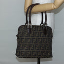FENDI Zucca Canvas Hand Bag Brown Black Silver Auth 144082-20