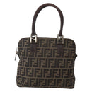 FENDI Zucca Canvas Hand Bag Brown Black Silver Auth 144082-2