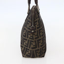 FENDI Zucca Canvas Hand Bag Brown Black Silver Auth 144082-3