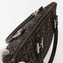 FENDI Zucca Canvas Hand Bag Brown Black Silver Auth 144082-6