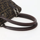 FENDI Zucca Canvas Hand Bag Brown Black Silver Auth 144082-7